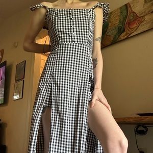 GINGHAM THIGH SLIT MAXI
